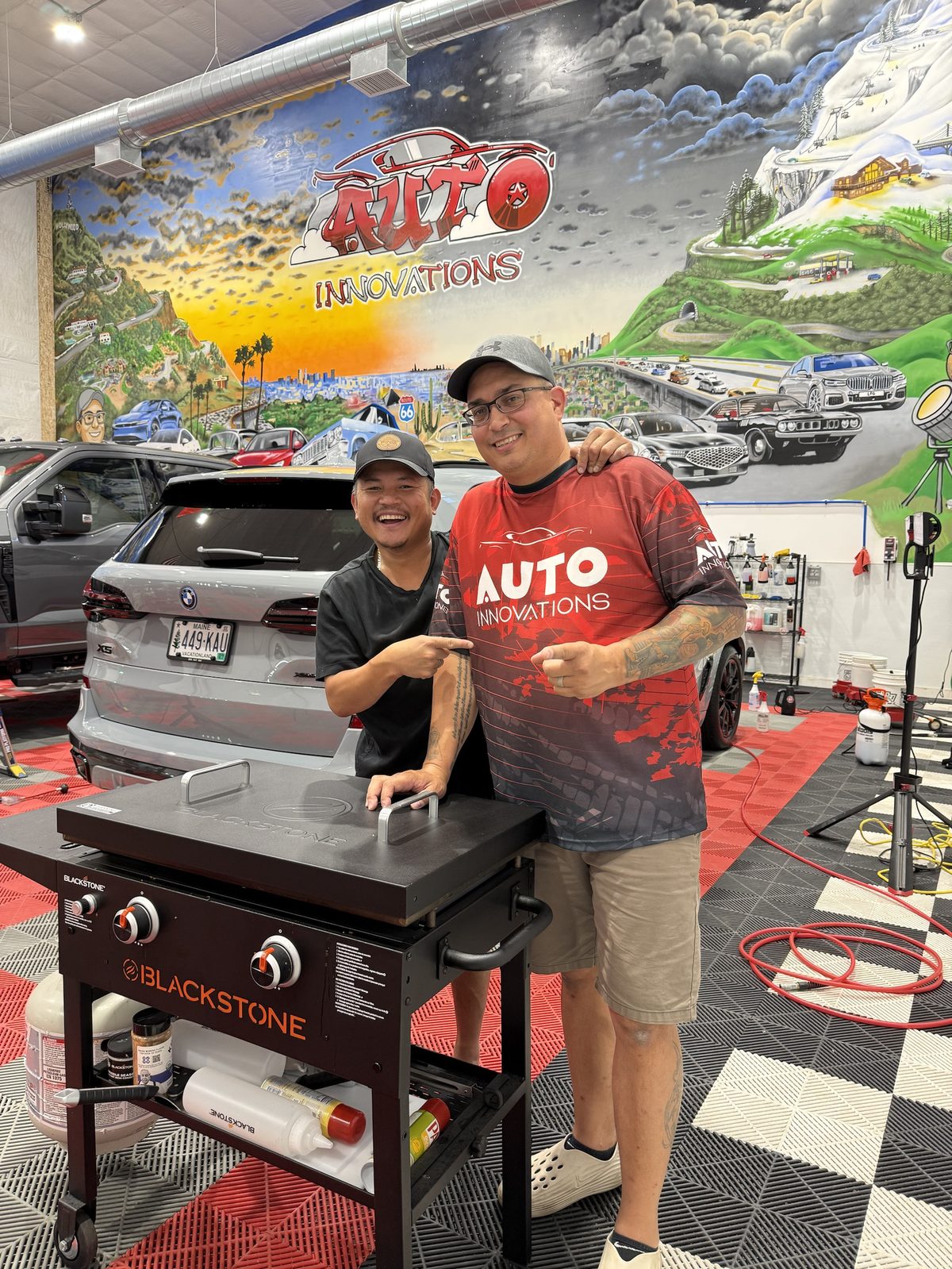 Barry Larry's catering setup at an Auto Innovations event