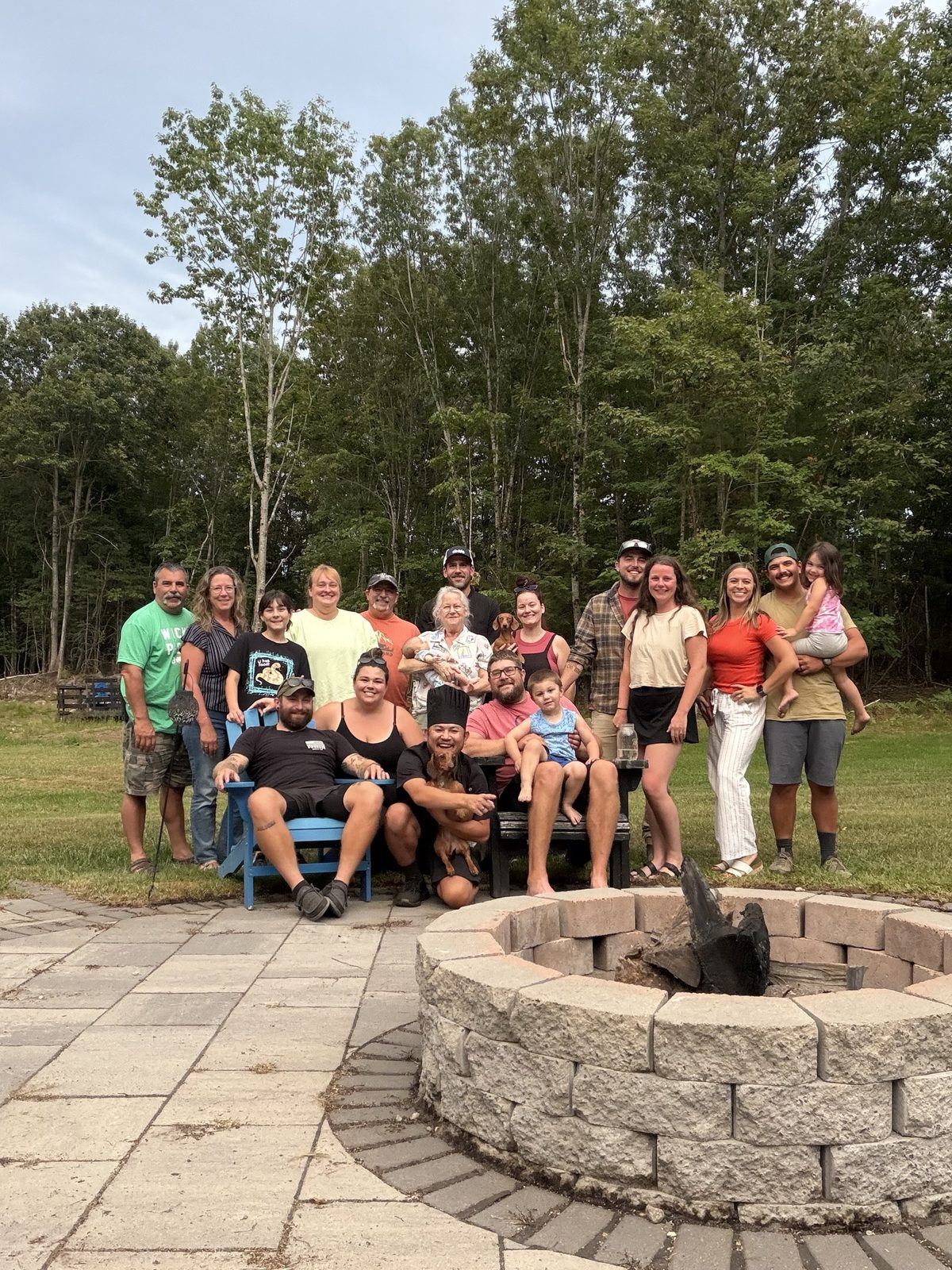 Barry Larry's private hibachi party guests gathered around a firepit